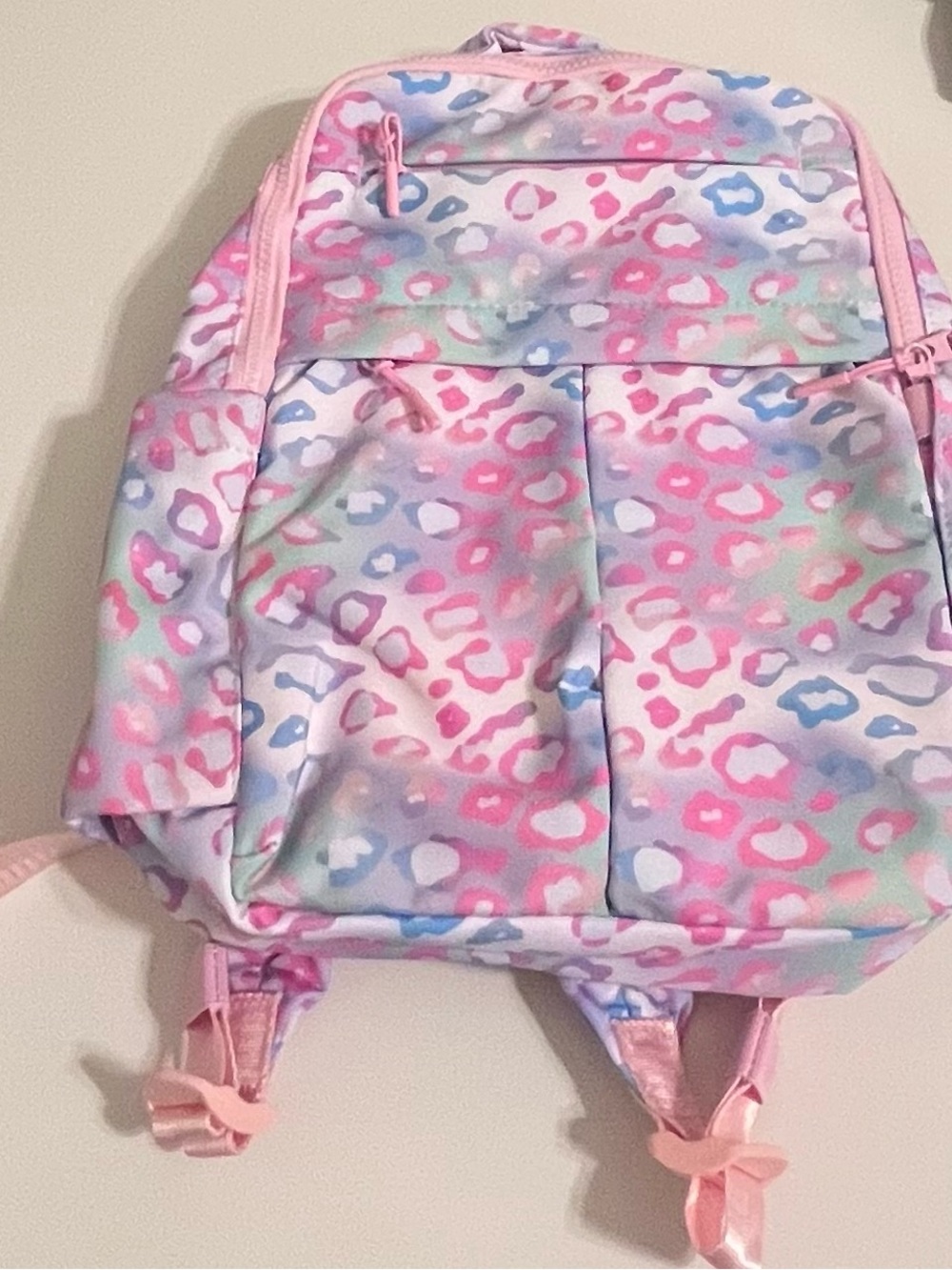 Pastel Leopard Print Backpack - Pink Multicolor